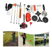 Outil multifonction de jardin à essence - coupe-bordures, débroussailleuse, taille-haie, sécateur - 52 cm³ 2 temps - 1,7 kW - largeur de coupe de haie 45 cm - guide-chaîne 30 cm - lame 25 cm - rouge