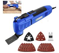 Outil multifonction oscillant - Multitool électrique avec câble - 300 W - 22 000 tr/min - Angle d'oscillation de 3° - Changement rapide des lames - 15 accessoires - Couleur : bleu