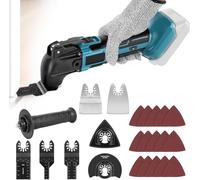 Outil multifonction oscillant sans fil, compatible avec batterie Makita 18V | sans batterie, 6 vitesses variables, set d’accessoires 23 pièces pour couper, poncer, gratter