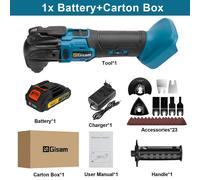 Outil multifonction - Outil multifonction sans fil oscillant - Moteur sans balais - 20 000 oscillations par minute - 6 vitesses - 18 V sans fil - Livré avec 1 batterie