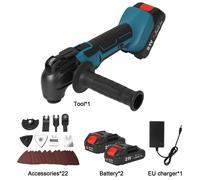 Outil multifonction sans fil oscillant - Scie multifonction pour le bois - 6 vitesses - Système de fixation rapide pour les lames de scie - Coupe et ponçage - 2 batteries