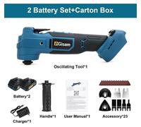 Outil multifonction sans fil - Outil multifonction oscillant 18V - Moteur sans balais - 20 000 oscillations par minute - Pour découper le bois et le métal - Coffret comprenant 2 batteries