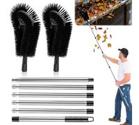 Outil Nettoyeur de Gouttière Telescopique Brosse Perche Nettoyage Gouttière | Toit Extensible de 250cm Noir avec 6 Poteaux pour Nettoyer Feuilles Débris Fenêtres Gouttières Toiles D'araignée