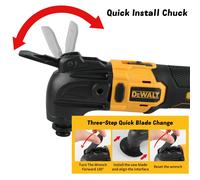 Outil oscillant multifonction sans balais DEWALT DCS356 rechargeable avec changement rapide de lame pour le ponçage, la découpe, le meulage et les travaux de découpe WYB No Battery