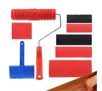 Outil pour veinage de bois - Kit de texture de 8 pièces | Jeu de rouleaux en grain de caoutchouc, créateur de motifs de peinture décorative, accessoire de finition de réparation pour meubles, porte