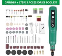 Outil rotatif sans fil 173 pièces, puissance Li-Ion 3,7 V, 5 vitesses variables, recharge USB, utilisation polyvalente pour les petits travaux de bricolage