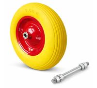 OUTILE Roue de Brouette Increvable 3.50-8, Charge 260 kg, Axe Ø20 mm Inclus, Roue PU Anti-Crevaison avec Roulements à Billes et Jante Acier
