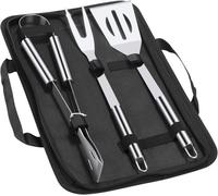 Outils de barbecue - ODIPIE - Kit 3 pièces - Fourchette, pince & spatule - Noir - Jardin/piscine