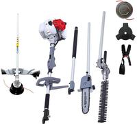 Outils de Jardin Multifonction Thermique 4en1 Taille haie + Élagueuse + Débroussailleuse (lame et bobine) Harnais Confort IKRA