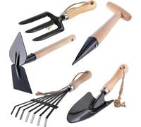 Outils de jardinage - Kit d'outils à main - 5 en 1 - Transplantoir - Râteau à main - Houe - Griffe cultivateur - Désherbeur
