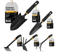 Outils Jardinage 5 Pièces | Transplantoir à Main pour Jardin Mini Pelle Mini Râteau Serfouette Panne et Fourche Poignée Ergonomique Multifonctions Fleurs Balcon