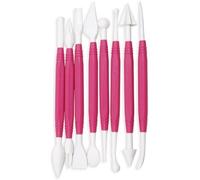 ScrapCooking - Outils pour pâte à sucre - Lot de 8 - Double embouts (16 fonctions) - Blanc/Rose