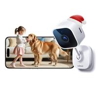 Outinput 2K(3MP) Camera Surveillance WiFi Interieur avec IR-Vision Nocturne, Détection de Mouvement et Son, Sirène, Audio Bidirectionnel, Stockage Micro SD/Cloud, pour Babyphone & Caméra Chat et Chien