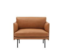 Muuto Chaise Outline base noire Refine leather cognac-Black