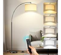 OUTON Lampadaire Arc, Télécommande et Interrupteur au Pied, Beige | Salon, 4 Températures de Couleur, Ampoule LED E27, Lampe Arc Dimmable, Chambre Bureau