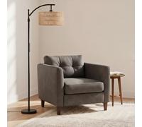 OUTON Lampadaire sur Pied en Rotin, App, 2 Abat-jours, 12W Vintage, Noir