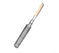 Outset Panier de barbecue en acier au carbone avec poignées ergonomiques en bois pour barbecue en plein air (couleur bois)