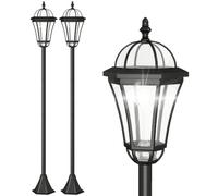Outsunny 2 lampadaires sur pied solaires extérieur 6000K étanche noir | Lumières Solaires Extérieurs, avec 2 Lampes LED Blanc, pour Chemins, Terrasses ou Piscines