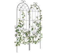 Outsunny Lot de 2 treillis de jardin, support pour plantes grimpantes en métal, 50L x 181H cm, noir