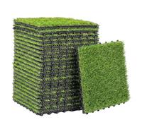 Outsunny 22 Pièces Gazon Synthétique Dalle Gazon Clipsable DIY - Pelouse Artificielle 25mm Haute Densité - Dalle Terrasse Extérieur Auto-drainant pour Balcon, Jardin et Décoration Extérieure, Vert