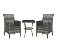 Outsunny 3 pièces Set Bistro en rotin pour 2, mobilier Jardin, Gris Mixte | Osier, coussins lavables, table basse 2 niveaux et chaises, patio balcon