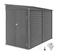 Outsunny 4,6'x9' Abri ext. Acier imperméable appentis, Gris foncé | maison outils jardin métal., kit fondation, portes verrouill., gants, 2 aérations, jardin terrasse pelouse