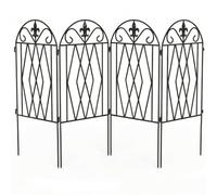 Outsunny 4 clôtures décoratives métal jardin 125x56 cm Noir | Clôtures de jardin extérieur, design arqué, résistante, facile à installer, pour jardin, patio, terrasse, pelouse