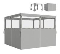 Outsunny 4 parois latérales pour Gazebo 3x3 m imperméables Gris Clair | Panneaux latéraux tente, 8 fenêtres moustiquaires enroulables, protection UV 30+, remplacement latéral pour tente jardin