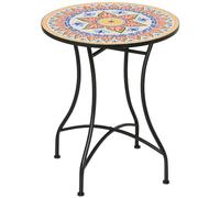 Outsunny Table de jardin Table ronde en mosaïque Table de bistrot Table d'appoint Rouge Ø 60 cm