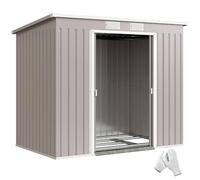 Outsunny 7x4ft Abri Jardin métallique imperméable Kit Fondation Gris | Abri de Rangement Extérieur Galvanisé, Porte Double Verrouillable, Toit en Pente, Aérations, pour Outils de Patio
