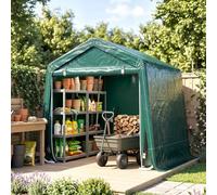 Outsunny 8 x 6,5 ft Abri de Jardin extérieur étanche Vert | Tente pour vélo, double porte enroulable à fermeture éclair, cadre métallique, abri portable pour moto et outils de jardin