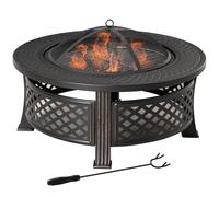 Outsunny Bol de feu avec pare-étincelles Table de feu Foyer en acier noir
