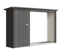 Outsunny Abri à bûches extérieur 2 en 1 avec armoire porte-outils, 1.26 m², 235x67x149 cm, Gris foncé