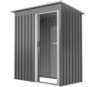 Outsunny Abri à Outils avec Toit Incliné et Porte Coulissante, en Acier et PP, 163x89x182 cm, Gris Clair