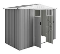 Outsunny Abri à Outils en Acier Galvanisé avec 2 Portes, 246x117x180 cm, Gris clair