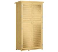 Outsunny Abri Armoire de Jardin Remise pour Outils sur Pied Portes Persienne 2 étagères Toit Bitumé Bois Massif Pin Pré-Huilé 87 x 47 x 160 cm