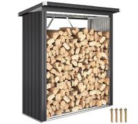 Outsunny Abri-bûches Couvert en Acier Galvanisé 150x66,5x150cm Gris Foncé