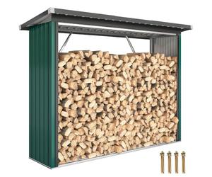 Outsunny Abri-bûches Couvert en Acier Galvanisé 213x66,5x150cm Vert
