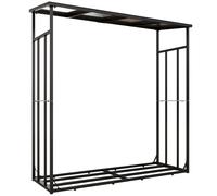 Outsunny Abri-bûches range-bûche extérieur charge maximale 2000 kg avec housse de protection imperméable 185 x 62 x 184 cm noir