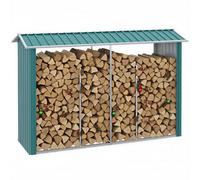Outsunny Abri bûches Range bûches Abri de rangement de bois de chauffage en acier galvanisé - 240 x 86 x 160 cm vert