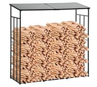 Outsunny Abri-bûches support pour bois de chauffage range-bûches en métal et polycarbonate 185 x 67 x 185 cm noir