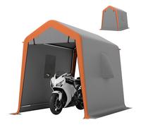 Outsunny Abri de garage portable 2,4x1,8 m pour voiture étanche avec porte enroulable zippée, fenêtres, UPF30+ Gris clair