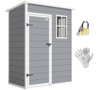 Outsunny Abri de Jardin 1,14 m² Aération Fenêtre 151L x 92l x 193H cm Gris | Cabane de Jardin pour Outils, Porte Verrouillable, Plastique