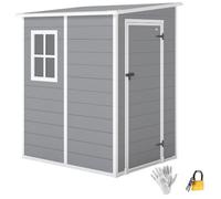 Outsunny Abri de Jardin 1,54 m² cabane de Jardin pour Outils - Porte verrouillable, aération et fenêtre - dim. 122L x 149l x 192/177H cm - Aluminium et PP, Gris