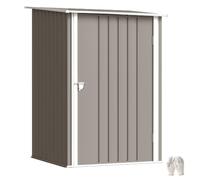 Outsunny Abri de Jardin 1m² - Remise pour Outils - cabanon Porte verrouillable - dim. 1L x 1,03l x 1,6H m - tôle d'acier ondulée Marron et Blanc