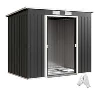 Abri de jardin - Outsunny - 2,77 m² - kit de fondation, porte coulissante verrouillables - 213 x 130 x 172 cm - gris