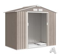 Outsunny Abri de Jardin 2,77 m² - Remise pour Outils avec Fondation - cabanon Porte verrouillable - tôle d'acier marron clair Beige