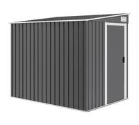 Outsunny Abri de jardin 2,81 m² avec fondation, abri à outils extérieur adossé en acier galvanisé, 154x206,5x181cm, gris foncé