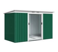 Outsunny Abri de jardin 3,6 m² 280 x 130 x 172 cm kit de fondation porte coulissante ventilations acier galvanisé vert foncé