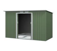 Outsunny Abri de Jardin 3,6 m² Remise à Outils avec kit de fondation en Acier galvanisé avec Portes coulissantes Vert clair